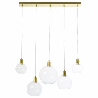 Maisons du monde L&aacute;mpara de techo con 5 bolas de cristal y metal dorado