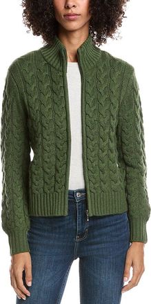 Forté Cashmere Cable Zip Wool & Cashmere-Blend Cardigan