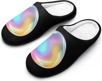 Generic Multicolored Bubble Slippers Men Winter Warm Cotton Anti-Slip Indoor Slip-Ons House Shoes