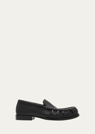 Dries Van Noten Ruched Grained Leather Loafers