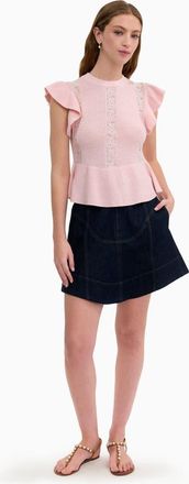 Rebecca Taylor Rhea Lace Knit Sweater in Peony Pink at Nordstrom, Size Medium