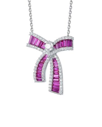 Genevive Silver Cz Bow Necklace