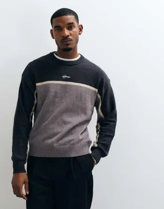 Cotton On maglia girocollo con pannelli nera-Nero