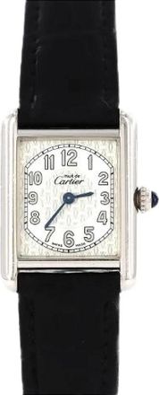 Cartier Pre-owned Must Tank Zilveren Horloge - Dames - Vintage Horloges - Grijs - ONE Size - Leer - Vintage