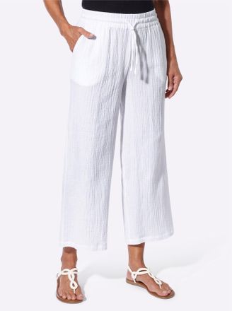 Casual Looks Culotte CASUAL LOOKS, Damen, Gr. 36, Normalgr&ouml;ssen, wei&szlig;, 100% Baumwolle, unifarben, 7/8-L&auml;nge, Hosen Culotte