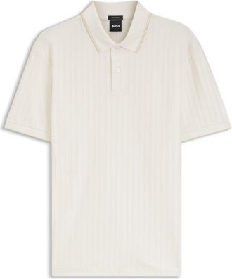 BOSS Striped cotton polo shirt with tipping