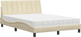vidaXL Cama Con Colch&oacute;n Hanko Tela Color Crema 140x190 Cm Vidaxl
