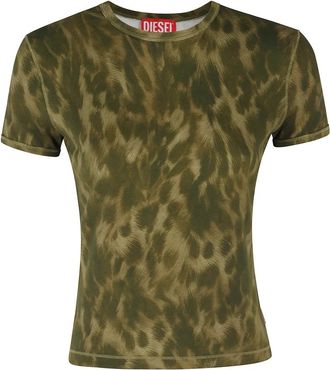Diesel T-Anima T-shirt - Dames - T-shirts - Groen - XS - Katoen - Tops
