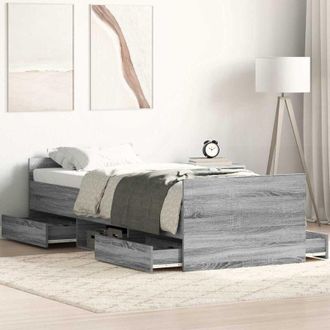 vidaXL Vidaxl - Estructura De Cama Con Cabecero Piecero Gris Sonoma 75x190 Cm