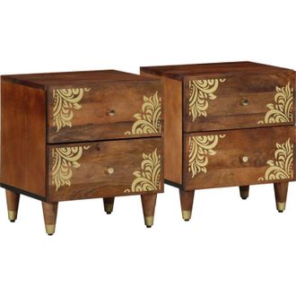 vidaXL Armadio da Notte 2 pcs marrone ambrato 40 x 33 x 46 cm - Vidaxl