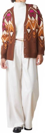 Suncoo Gatsby Button Front Sweater In Brown