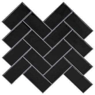 vidaXL Azulejo En Espiga 10 Pcs Negro 30 X 30 Cm Poliuretano Y Pet Vidaxl