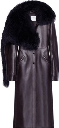 Courr&egrave;ges Cappotto con collo in shearling - Marrone