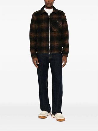 Moncler Brown-Black Check Jacket - Brown