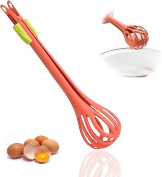 OEM Batidor De Huevos Multifuncional, Batidor De Huevos Y Pinza De Silicona 2 En 1 Para Cocina, Batidor De Huevos De Silicona, Naranja