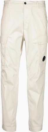 C.P. Company Mens Satin Stretch Lens Cargo Pants - White - Size: 36
