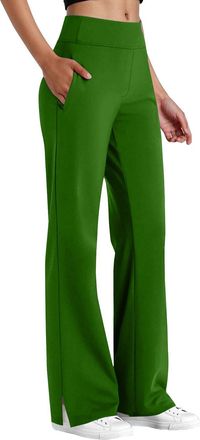 Generic Gym Yoga Trousers with Pockets Yoga Pants Women Fashion High Waist Wide Leg Sweatpants Baggy Plain Sports Lounge Trousers with Pockets Pants for Sprin