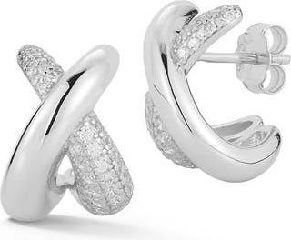Glaze Jewelry X Cubic Zirconia Crossover Stud Earrings in Silver at Nordstrom Rack