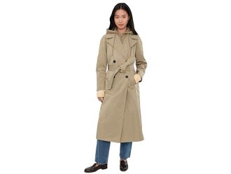 Avec Les Filles Maxi Raglan Trench With Bib Womens Coat Sage : SM, Cotton/Nylon/Polyester