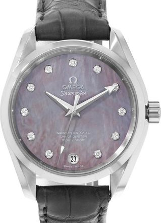 Omega Pre-owned Omega Seamaster Aqua Terra Diamond Grey Mother of Pearl Dial Ladies Watch 231.13.39.21.57.001