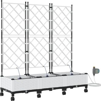 vidaXL Maceta De Jard&iacute;n Con Riego Y Ruedas 3 Uds. Blanco Pp Vidaxl