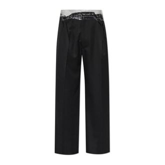 Maison Margiela Wide Trousers, male, Black, Size: L Taped Wool Trousers