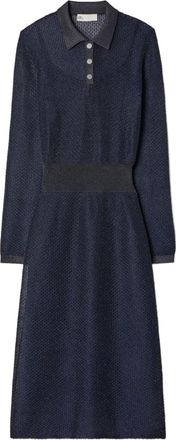 Tory Burch Abito midi con colletto stile polo - Blu