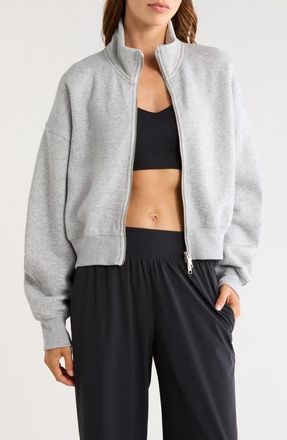 Beyond Yoga Luxe Fleece Double Zip Jacket in Heather Gray at Nordstrom, Size X-Small