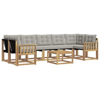 vidaXL Conjunto De Sof&aacute;s De Exterior 8 Pcs Blanco Y Gris Claro Vidaxl