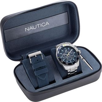Nautica Nautica One Recycled Stainless Steel And Silicone Watch Box Set