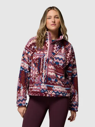Columbia Helvetia II Printed Cropped Half Snap Half-Zip Fleece Pullover rot
