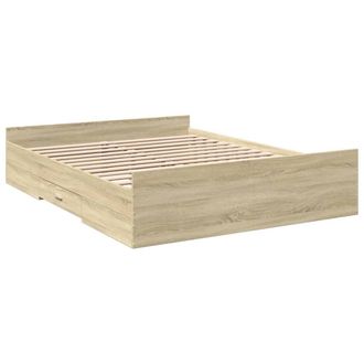 Berkfield Home Modern Bed Frame with Drawers without Mattress Sonoma Oak 140x200 cm in Tan
