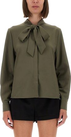 Self Portrait Twill Shirt With Bow