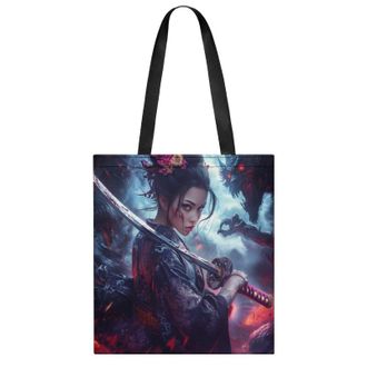 Generic Samurai Woman Womens Tote Casual Shopping Bag Lightweight Shoulder Bags Hobos Handbag for Work Travel Daily 35x40cm
