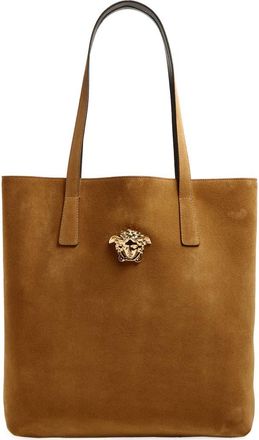 Versace Suede Tote in Cognac-Versace Gold at Nordstrom