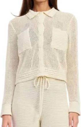 En Saison Faye Embroidered Top In Natural