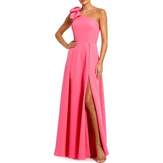 Mac Duggal Sleeveless Crepe Dress with Statement Bow and Thigh-High Slit in Candy Pink at Nordstrom, Size 10