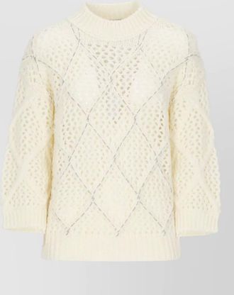 PESERICO wool perforated beaded long-sleeve sweatshirt