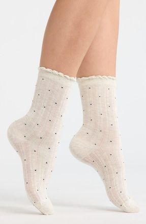 Casa Clara Love Martinique Polka Dot Crew Socks in Grey at Nordstrom
