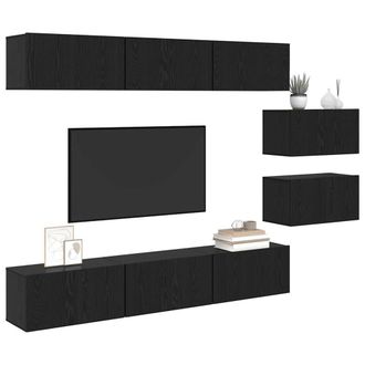 Berkfield Home TV Cabinet 8 pcs Black oak 60 x 30 x 30.5 cm Engineered wood