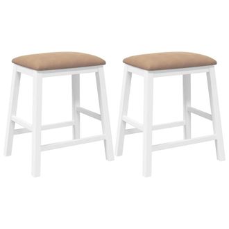 vidaXL Sedie Da Bar Con Cuscini 2 Pz Bianco Legno Massello Di Hevea - Vidaxl