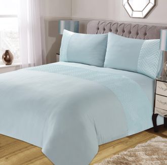 Lewis's Isla Pinsonic Panel Bedding - Duck Egg - Double | TJ Hughes