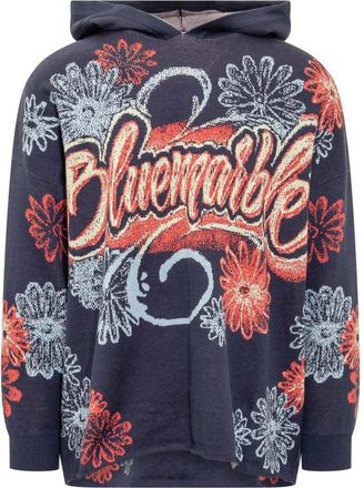 Bluemarble Jacquard Hoodie - Heren - Hoodies - Blauw - S - Hoodies & sweatvesten