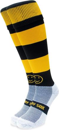 Wackysox Black and Amber Hoop Rugby Socks, Sports Socks for Men and Women, Mens Work Socks, Mens Socks, Perfect Socks for Riding, Football, Running, Hockey and
