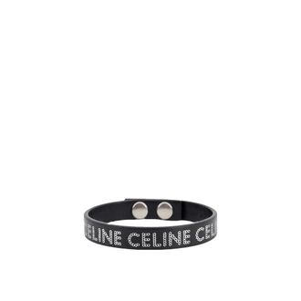 Celine Celine, Accessoires, Heren, Zwart, ONE Size, Leer, Zwart Leren Logo Armband