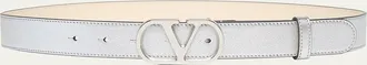 Valentino Garavani VLogo Signature Metallic Leather Belt, 30mm