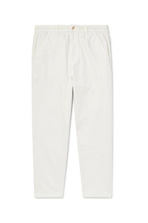 Folk Anniversary Slim-Fit Straight-Leg Topstitched Cotton-Twill Trousers