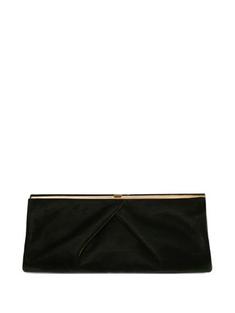 Dries Van Noten medium pleated-detail velvet clutch bag - women - Viscose - One Size - Green