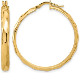 Diamond2Deal 14K Yellow Gold Brushed Twisted Hoop Earrings 36 mm