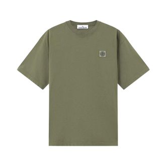 Stone Island Patch Logo T-Shirt - male - Stone Island - T-Shirts - Green - 2XL - Tops